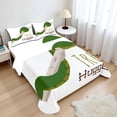 thumbnail image 1 of Ambesonne Funny Fitted & Top Sheet Set with Shams, Cartoon Snake Mascot Love, Green Navy Ecru, 1 of 8