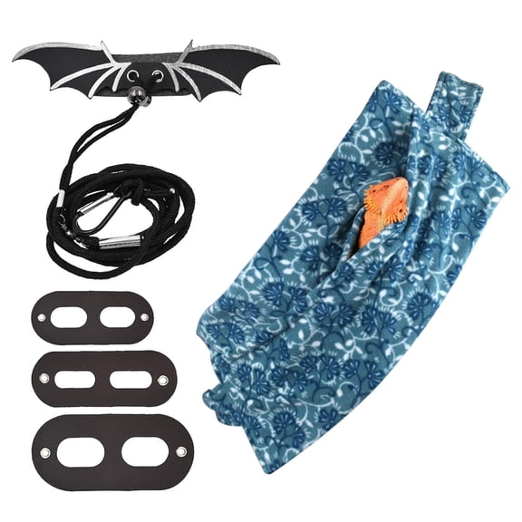 Reptile Sling for Bearded Dragons Lizards Harness Leash Set with Wings Safe Warm and Soft Adjustable Reptile for Carrier
