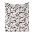 thumbnail image 1 of Reptile Soft Flannel Fleece Throw Blanket, Magnificent Reptiles with Footprints Doodle Art Animals Abstract Pattern, Cozy Plush for Indoor and Outdoor Use, 60" x 80", Brown White, by Ambesonne, 1 of 6
