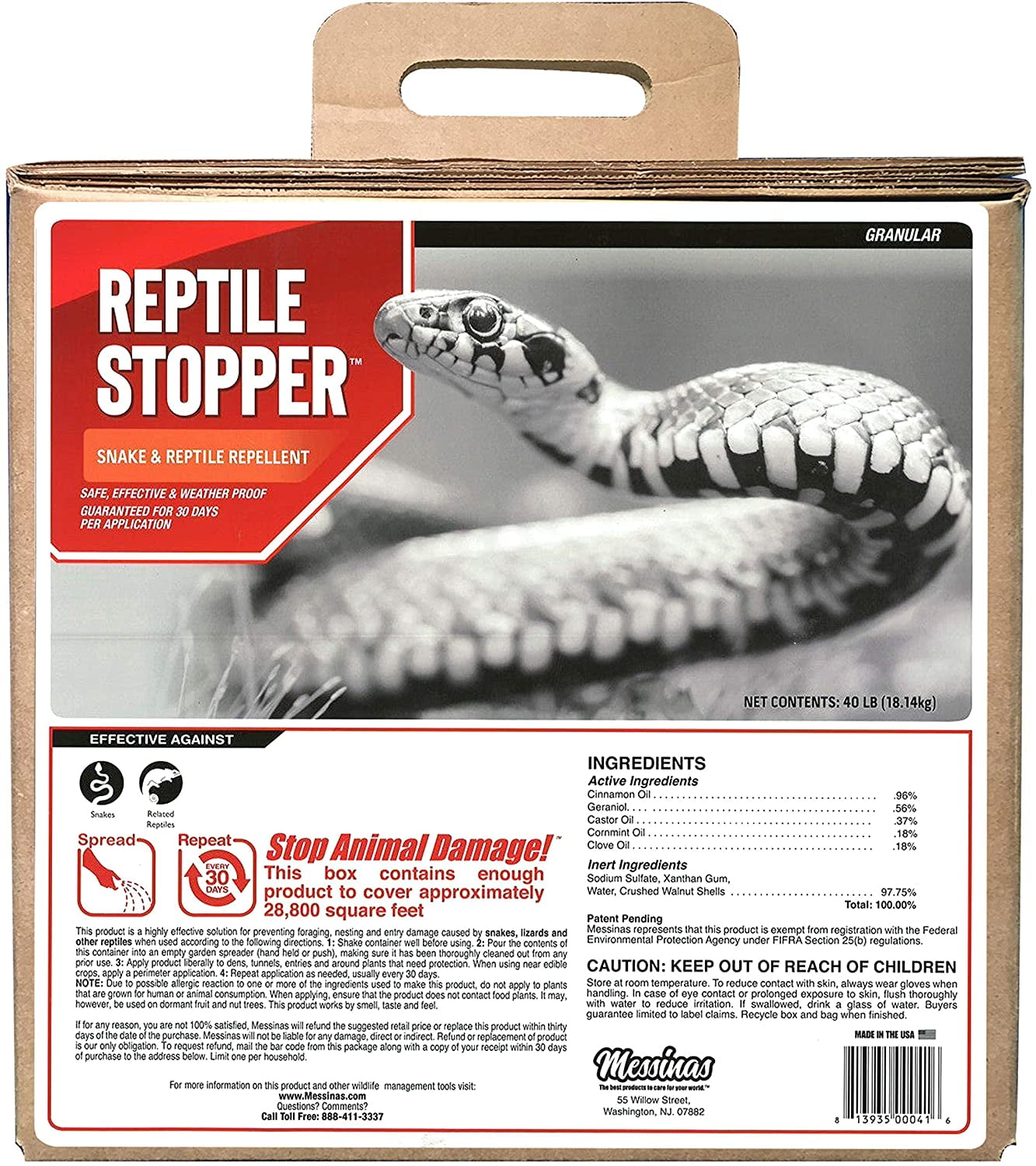 Natural Reptile Repellent Keeps Snakes Away, 40 lb Dominican