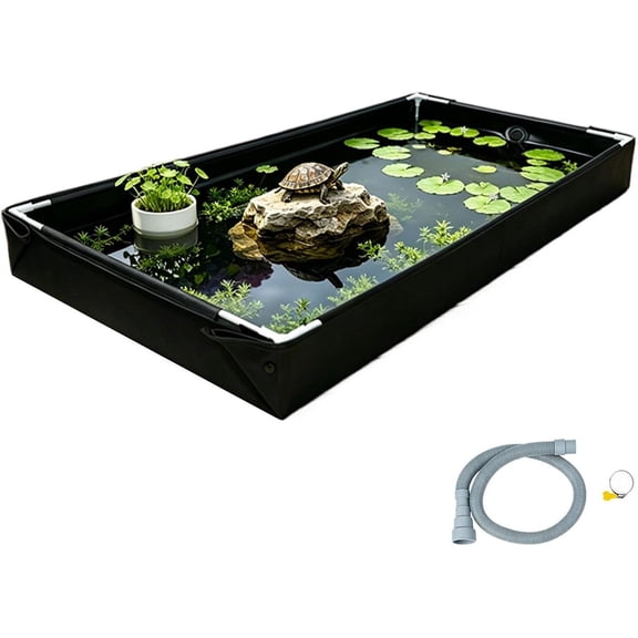 Reptile Tank - Compact Foldable Portable Leak-Proof, Turtle Tank Habitat for Aquatic Tortoise Home Indoor Outdoor Living Room Garden Yard