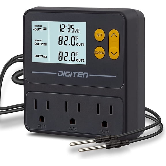 Reptile Temperature Controller with Timer Day-Night,3-Stage Outlet Thermostat Cooling Heating Mode Temperature Controlled for Ball Pythons,Mushroom,Fermentation,Bearded Dragon