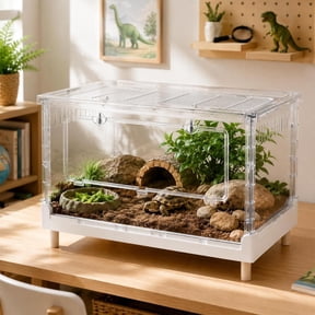 Reptile Terrarium Kit - Snake Terrarium & Bearded Dragon Tank with Clear Views Foldable Hermit Crab Cage, Lizard Tank & Crested Gecko Habitat Heat-Safe