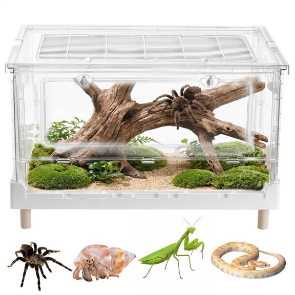 Reptile Terrariums, 27.5"x17"x18" Acrylic Breeding Box Terrarium Cage Tank for Small Reptiles, Insects, Home Office (Terrestrial)