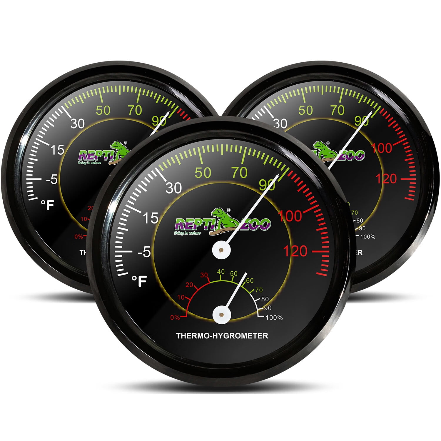 Reptile Thermometer Accurate Dual Gauges Display, 3 Pc 2 in 1 Reptile