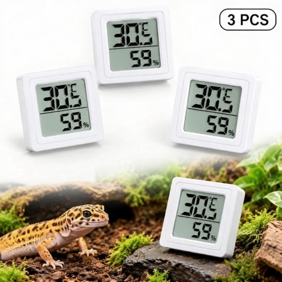 Reptile Thermometer Hygrometer, Digital Temperature & Humidity Gauge, 3 Pack for Terrariums