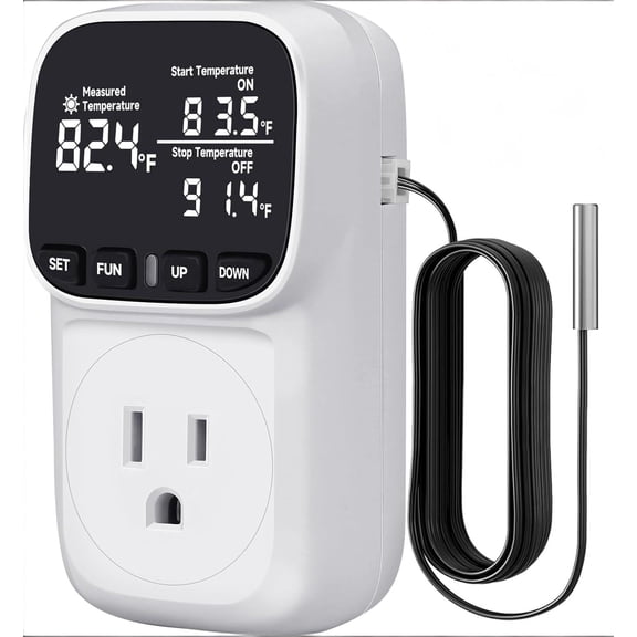 Reptile Thermostat 15A 1800W Digital Thermostat, Heating Cooling Timer with Cyclic Timing/Countdown, -40℉~210℉ for Reptile Incubator
