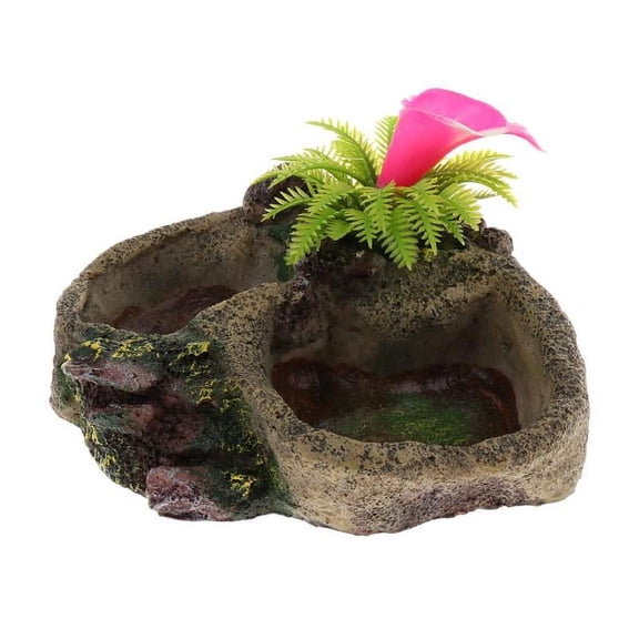 Reptile Turtle Food Water Feeding Bowl Resin Aquarium Ornament SP-008