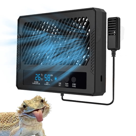 Reptile Ventilation Fan with Dual-Row Fan, Fan Dehumidifier for Reptile Terrariums,Suitable for Humid, Ecological Tanks, Dual-Row Humidity Fan for Reptile Tank, Snake, Gecko, Bearded Dragon Enclosure