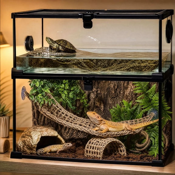 Reptile Vines, Simulated Flexible Jungle Climbing Vines, Reptile Hammocks Decorations, for Gecko Snake Lizard Bearded Dragon Hermit Crab,C