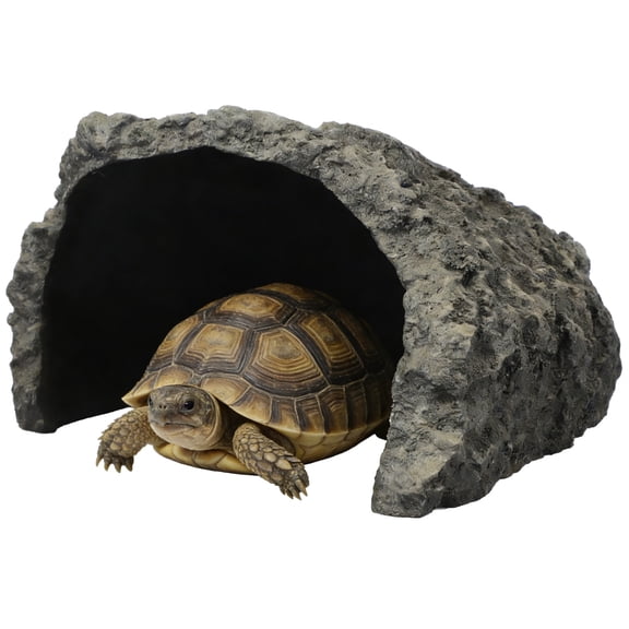 Resin Reptile Hideout Cave, 9.1 x 10.2 x 5.9 in Terrarium Decor, Rock-Look Hide for Lizards, Geckos, Snakes, Spiders & Scorpions, Offers Secure Resting Habitat
