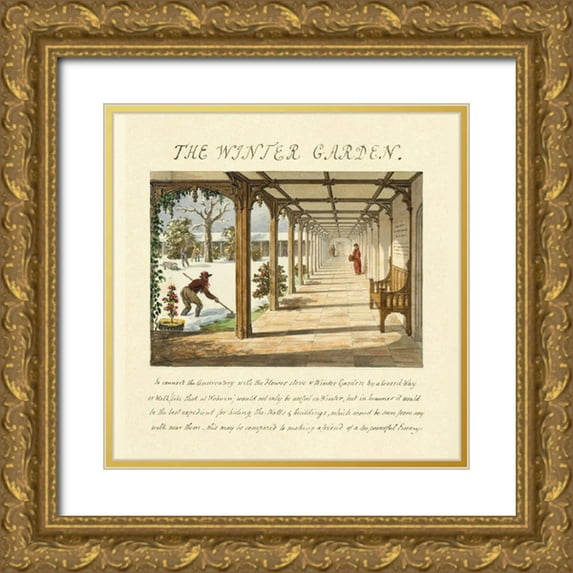 Repton, Humphry 20x20 Gold Ornate Wood Framed with Double Matting Museum Art Print Titled - The Winter Garden, 1813