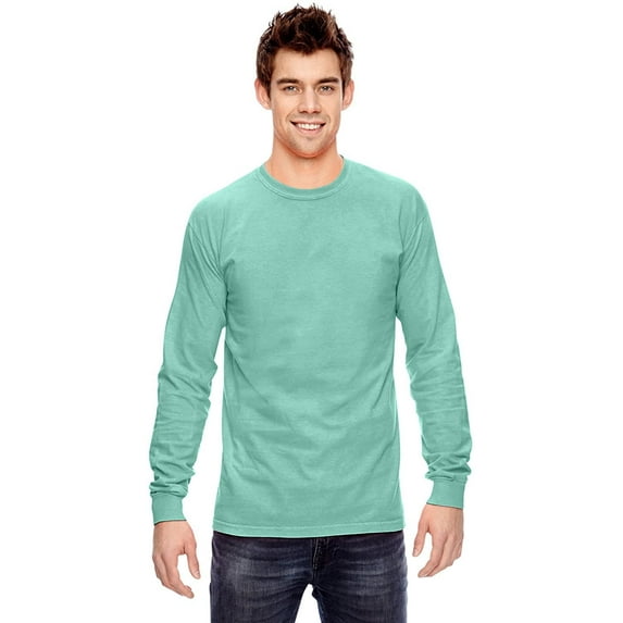 Republic Blue Men's Long Sleeve Cotton T-Shirt Crew Neck Pre-Washed 2X-Large, Aqua