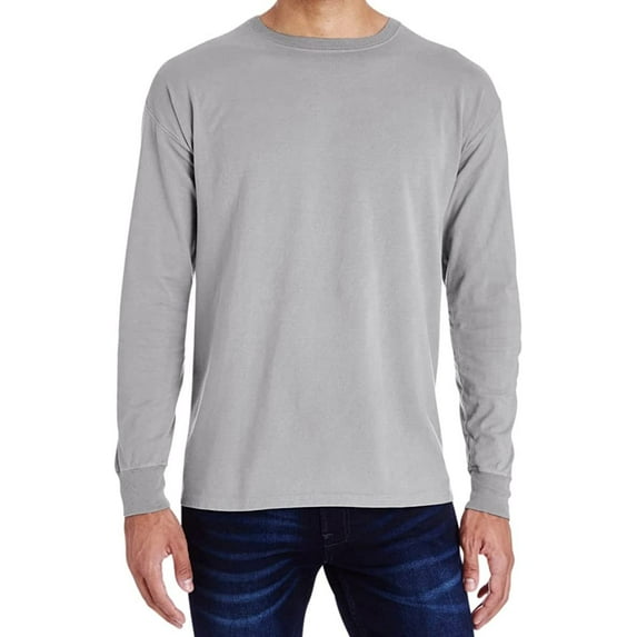 Republic Blue Men's Long Sleeve Cotton T-Shirt Crew Neck Pre-Washed 2X-Large, Charcoal