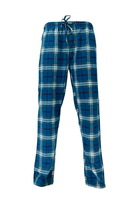 Men's Super Soft Cotton Flannel Plaid Pajama Sleep Pants Blue, Small