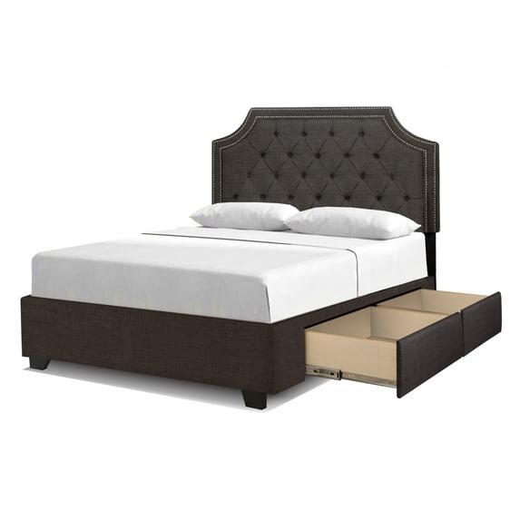 Republic Design House Aubrey Upholstered "Ever-Strong" Platform Bed with 2 Drawers