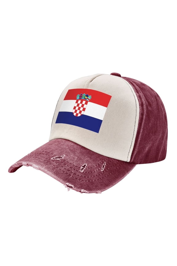 Republic-Of-Croatian-Flag Baseball Cap Distressed Adjustable Vintage Cotton Denim Hat for Women Men
