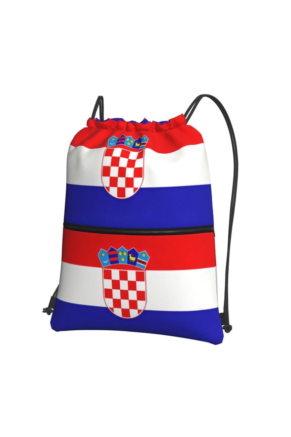 Republic-Of-Croatian-Flag Drawstring Backpack Bag Water Resistant Yoga Shopping Cinch Bag Sackpack For Men Women