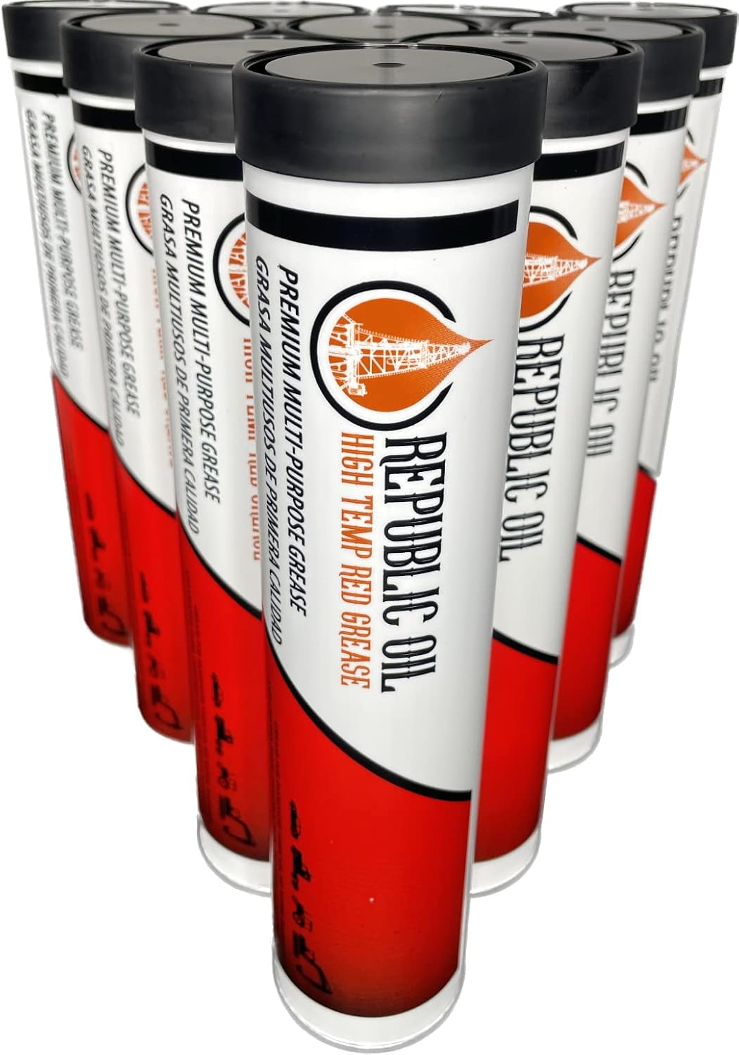 Republic Oil Red High Temp #2 Grease 10x14oz Lithium Complex Multi-Purpose |Chassis | Wheel Bearings| Tacky | EP2 | Extreme Pressure | 5th Wheels | Agrilculture | Construction