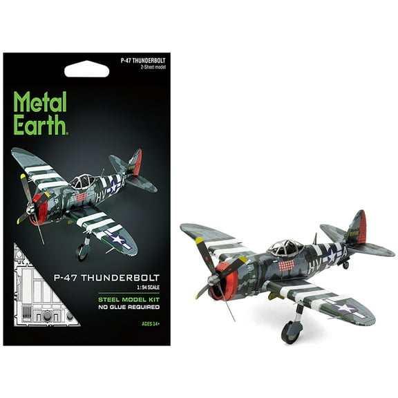 Republic P-47 Thunderbolt Fighter Aircraft "The Jug" US Army Air Forces (Moderate Difficulty) Steel Model Kit by Metal Earth