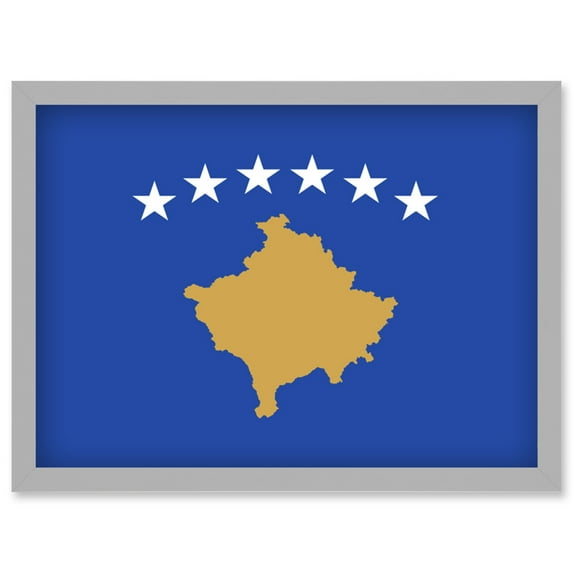 Republic of Kosovo National Flag Patriotic Vexillology World Flags Country Region Poster Artwork Framed Wall Art Print A4