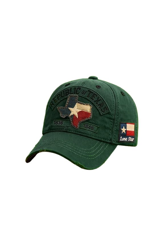 Republic of Texas Vintage Washed Baseball Cap, Embroidered Texas Map & 1836-1845 Commemorative Hat for Men & Women