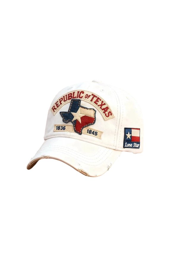 Republic of Texas Vintage Washed Baseball Cap, Embroidered Texas Map & 1836-1845 Commemorative Hat for Men & Women