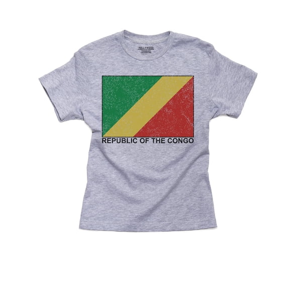 Republic of the Congo Flag - Special Vintage Edition Girl's Cotton Youth Grey T-Shirt