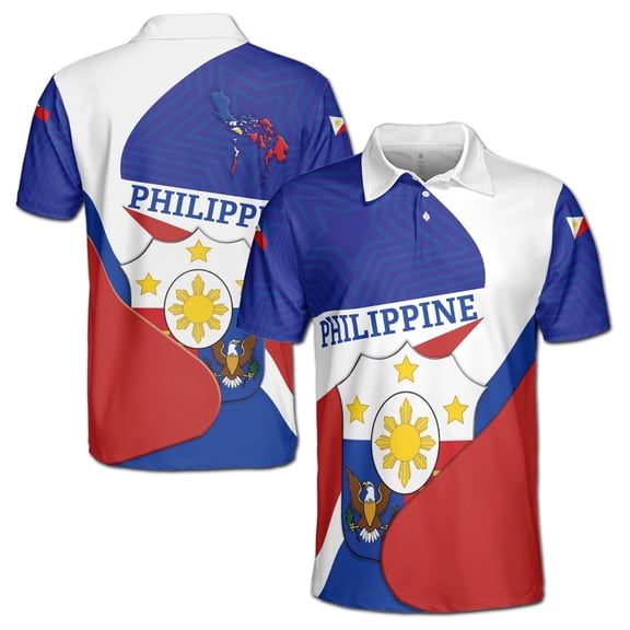 Republic of the Philippines Flag Pattern Men's Polo Shirt S-5XL