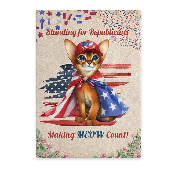 Republican Abyssinian Making Meow Count Election 2024 Vertical Matte Canvas Poster Cat Lover Kitten Owner Gifts Wall Art Home Decor - 01002