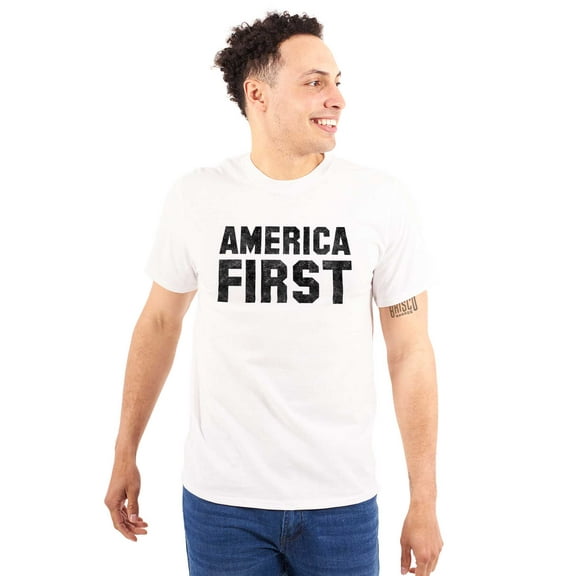Republican America First Pro Trump Plus Size Crewneck Graphic Tee Shirt Brisco Brands 4X