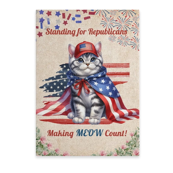 Republican American Shorthair Making Meow Count Election 2024 Vertical Matte Canvas Poster Cat Lover Kitten Owner Gifts Wall Art Home Decor - 01002