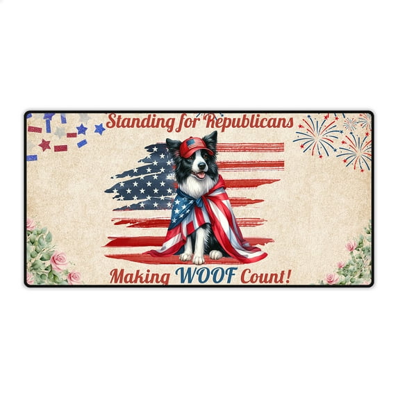 Republican Border Collie Making Woof Count Election 2024 Desk Mat Full Keyboard Mouse Pad Borders Dog Lovers Gifts Idea Large Mousepad - 01002
