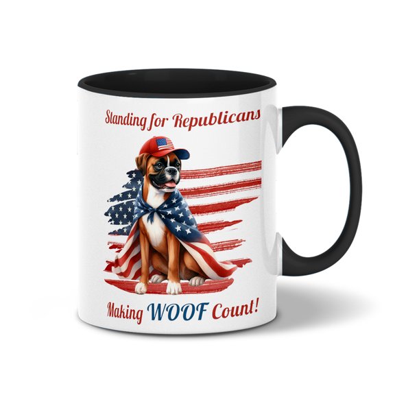 Republican Boxer Making Woof Count Election 2024 11oz Accent Two-tone Mug Boxers Dog Lover Gifts Idea Coffee Tea Cup - 01002