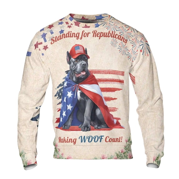 Republican Cane Corso Making Woof Count Election 2024 All Over Print 3D Sweatshirt Unisex Merch Italian Mastiff Dog Lover Gifts Idea - 01002
