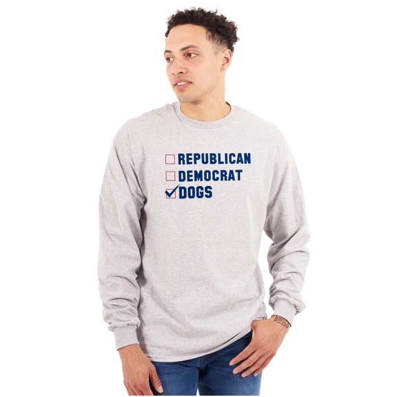 Republican Democrat Dogs Pet Lover Plus Size Long Sleeve Graphic Tee Shirt Brisco Brands 3X