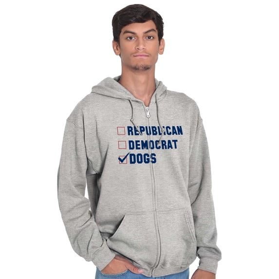 Republican Democrat Dogs Pet Lover Unisex Fleece Graphic Zip Up Hoodie Brisco Brands 5X
