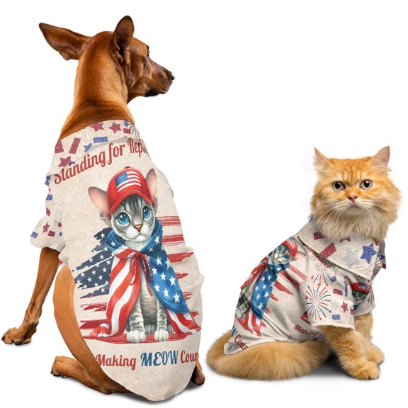 Republican Devon Rex Making Meow Count Election 2024 Hawaiian Summer Shirt for Small Medium Large Dog Cat Cat Lover Kitten Owner Gifts - 01002
