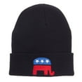 thumbnail image 1 of Republican Elephant Embroidered Cuff Beanie - Black OSFM, 1 of 5