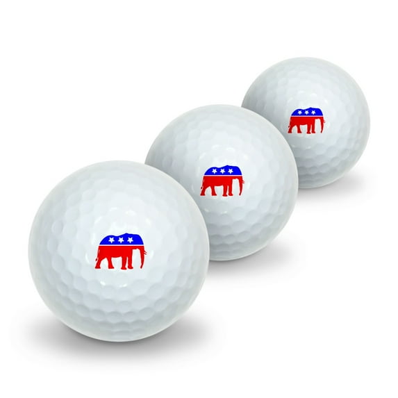 Republican Elephant GOP Conservative America Political Party Novelty Golf Balls 3 Pack