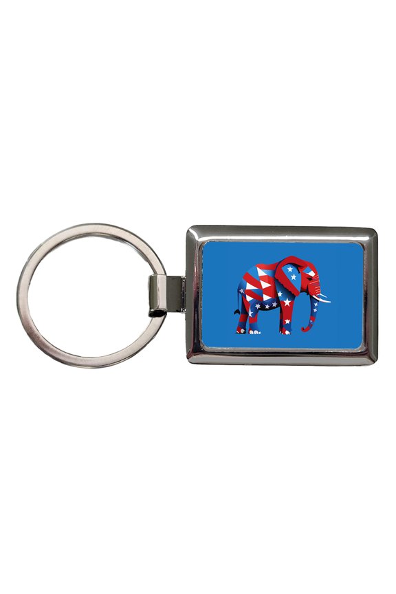 Republican Elephant Patriotic Conservative Vote Metal Rectangle Keychain