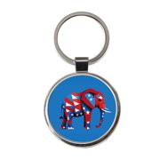 Republican Elephant Patriotic Conservative Vote Metal Round Keychain