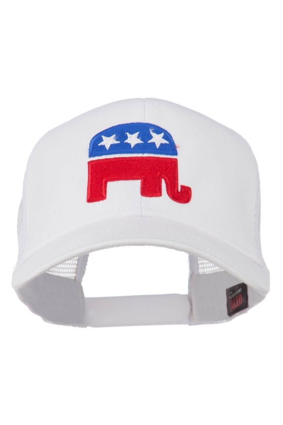 Republican Elephant USA Embroidered Mesh Back Cap - White OSFM