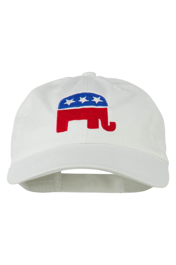 Republican Elephant USA Embroidered Pet Spun Cap - White OSFM