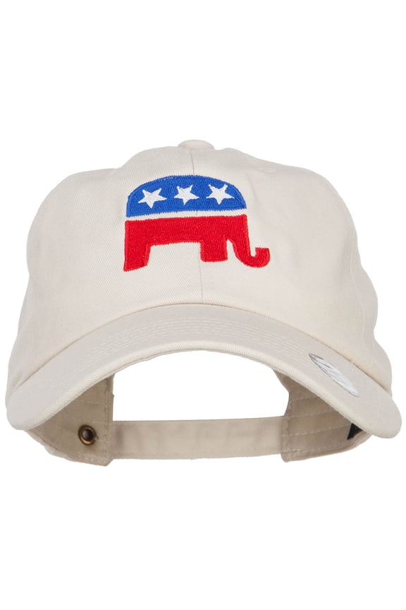 Republican Elephant USA Embroidered Unstructured Cap - Beige OSFM