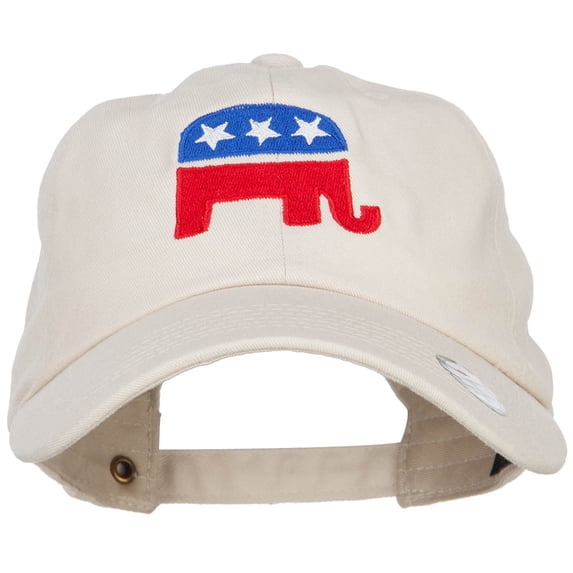 Republican Elephant USA Embroidered Unstructured Cap - Beige OSFM