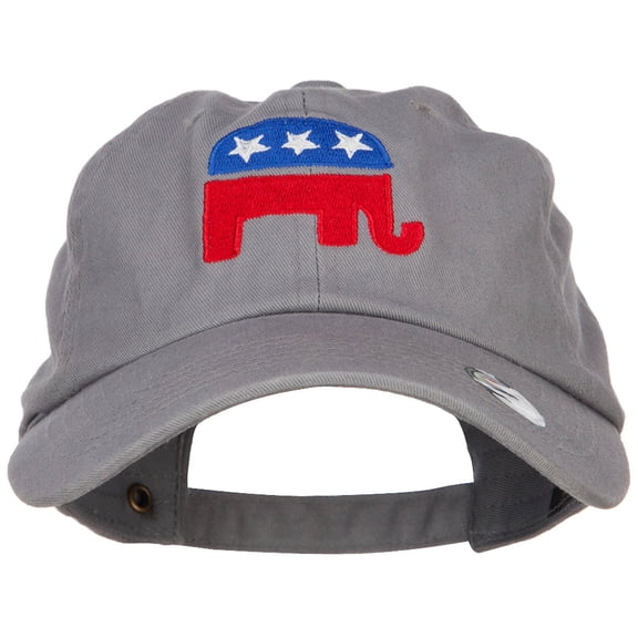 Republican Elephant USA Embroidered Unstructured Cap - Grey OSFM