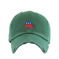 thumbnail image 1 of Republican Elephant Vintage Baseball Cap Embroidered Cotton Adjustable Distressed Dad Hat Hunter Green, 1 of 1