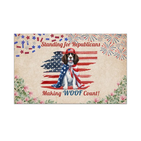 Republican English Springer Spaniel Making Woof Count Election 2024 Doormat Springers Dog Lover Gifts Indoor Outdoor Welcome Mat - 01002