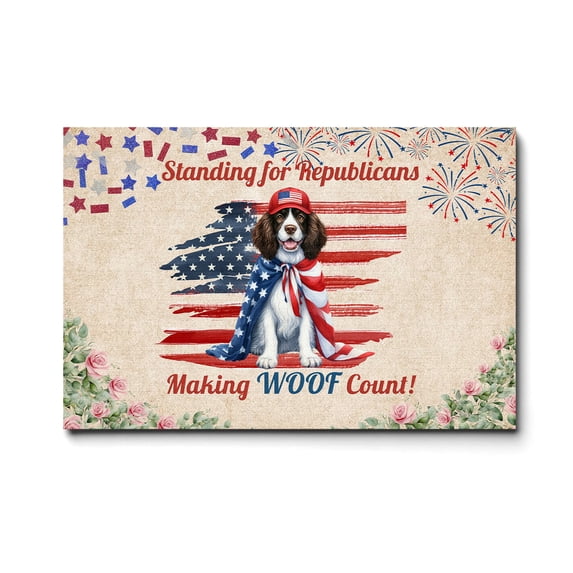 Republican English Springer Spaniel Making Woof Count Election 2024 Horizontal Matte Canvas Poster Springers Dog Lover Gifts Wall Art Home Decor - 01002